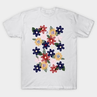 cartoon flowers mix color T-Shirt